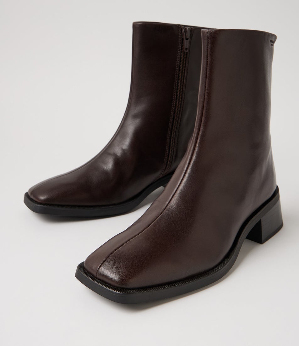 Blanca Chocolate Leather Ankle Boots