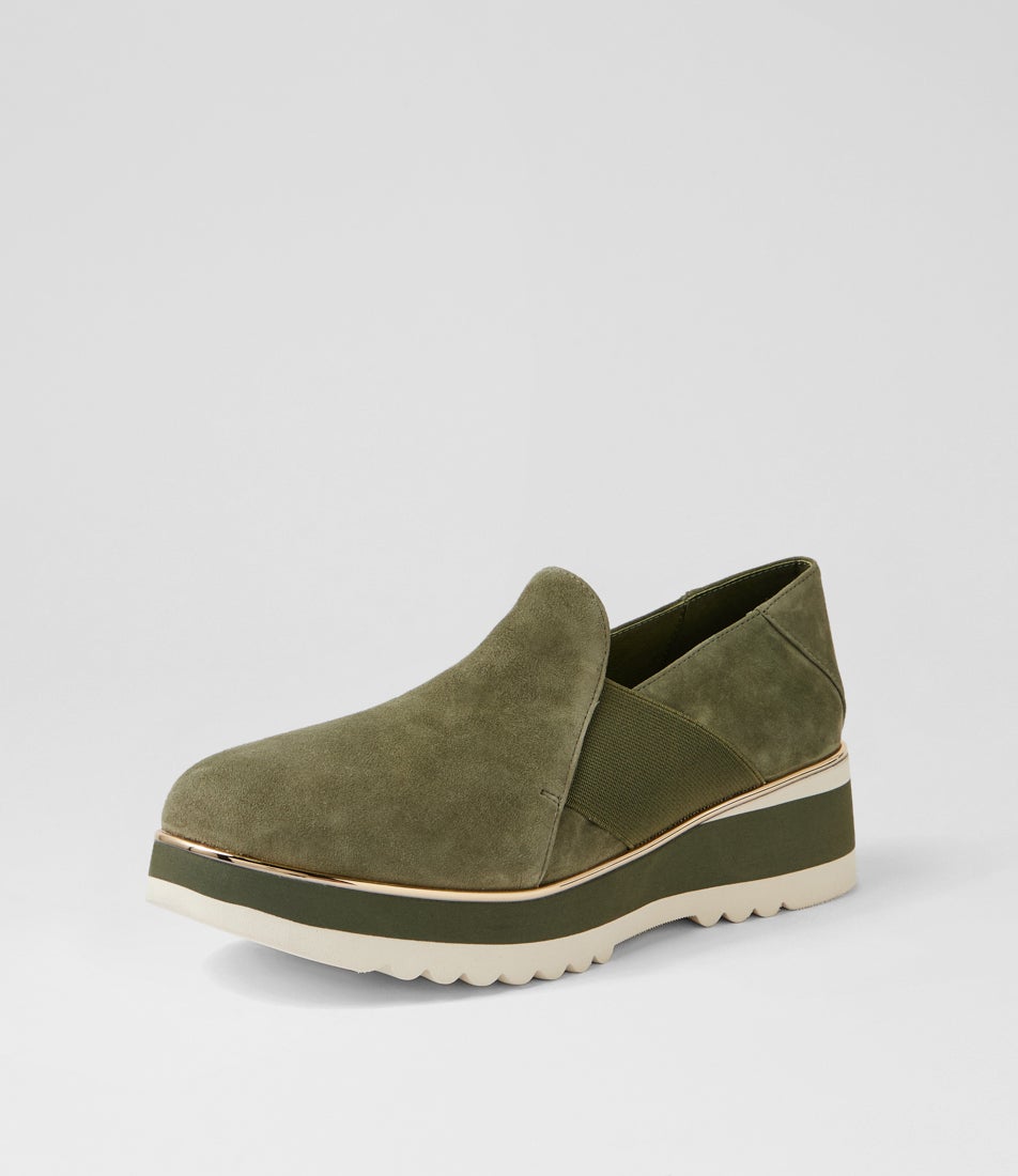 Chiyo Khaki Milk Suede Loafers