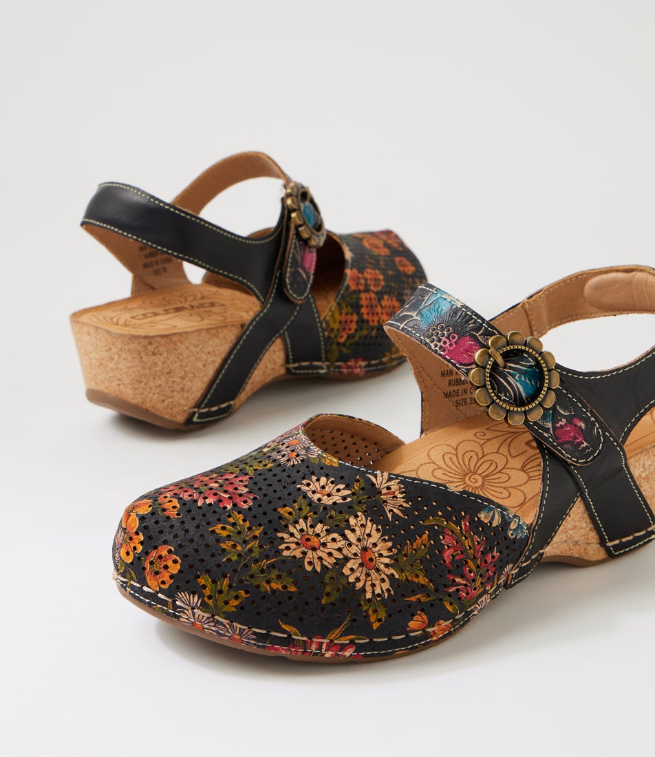 Joice Black Floral Multi Mary Jane Heels
