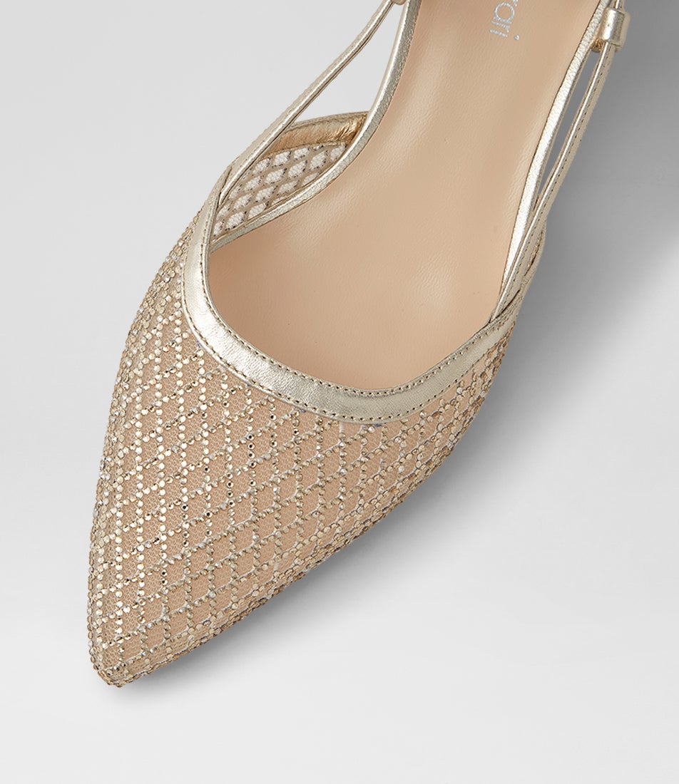 Jikkas Gold Mesh Leather Heels