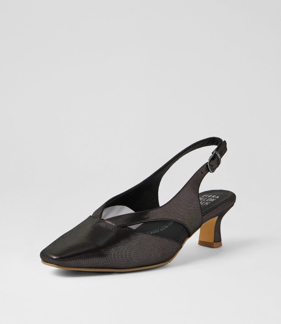 Osgood Xw Black Shimmer Leather Mesh Heels