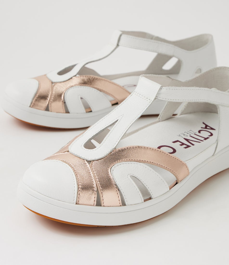 Demna Xf White Pale Rose Gold Leather Flat Shoes
