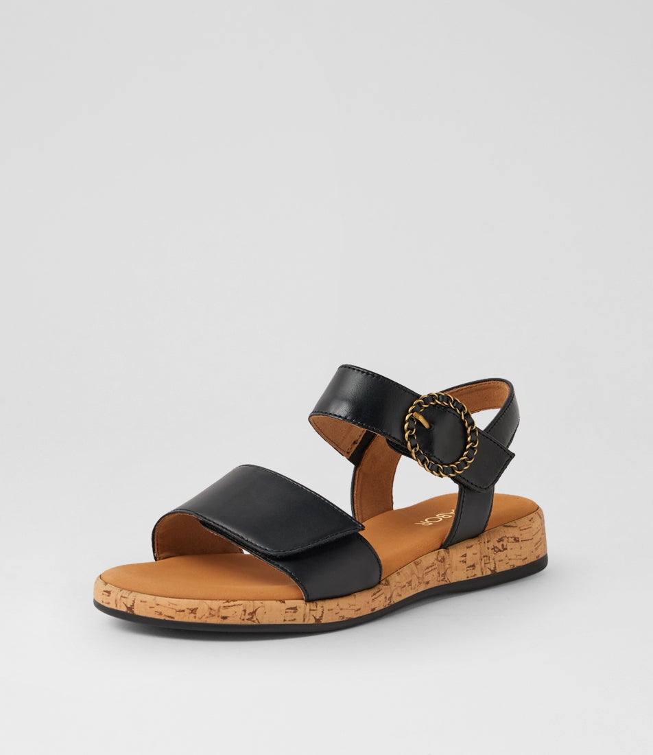 Iselle Schwarz Leather Sandals