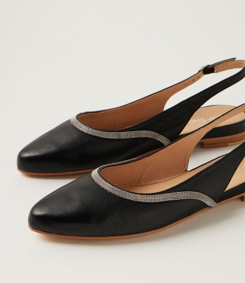 Follini Black Leather Flat Shoes
