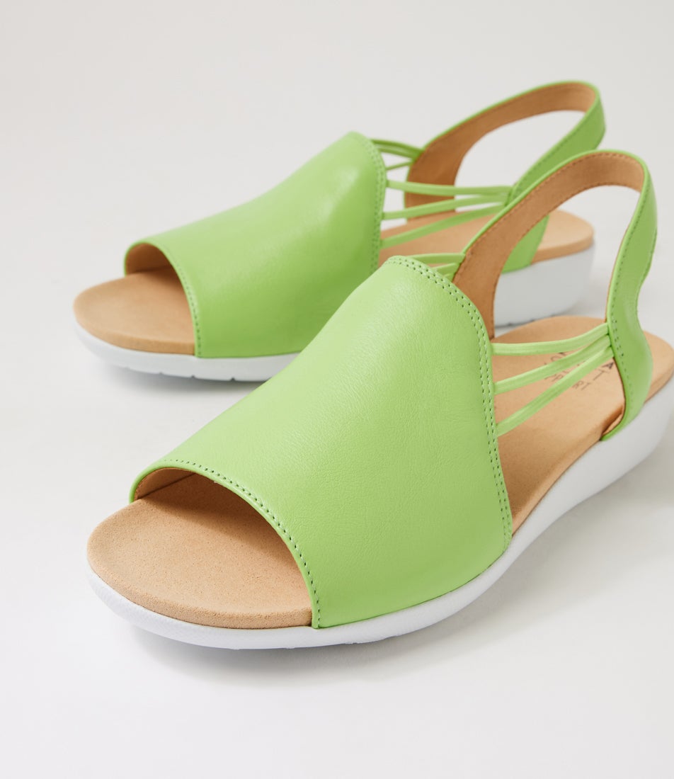 Udhays W Light Lime Leather Elastic Sandals
