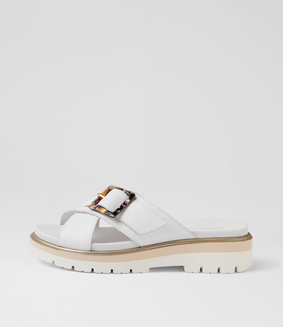 Norne White Milk Leather Slides