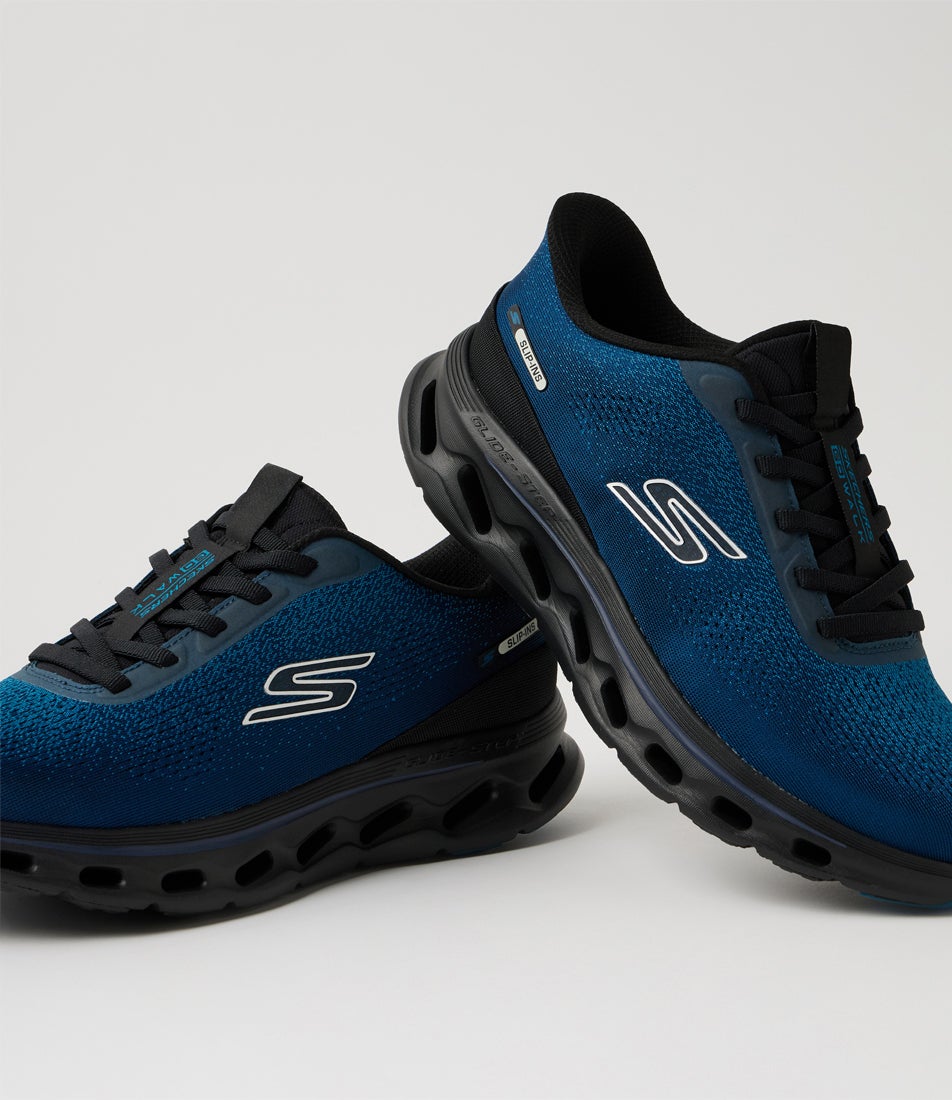 Go Walk Glide Step 2 Maser Navy Black Fabric Sneakers