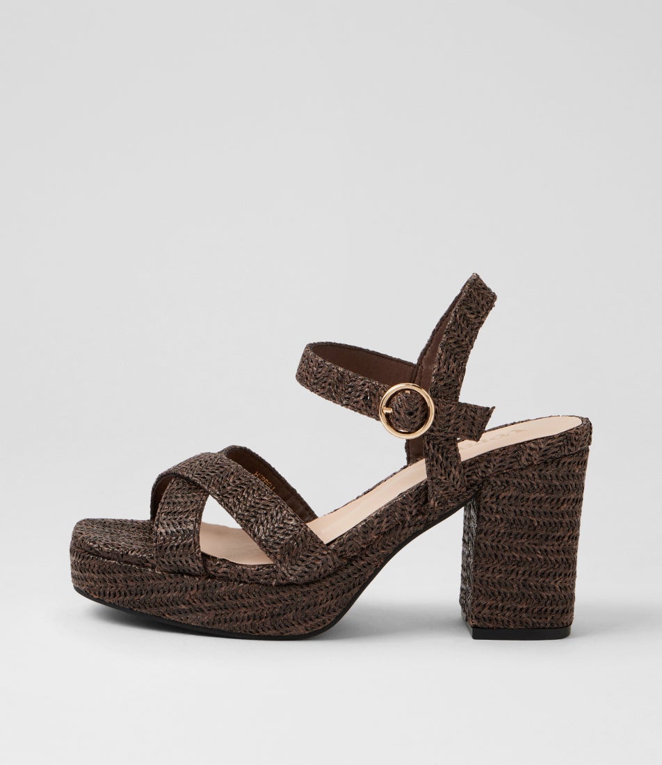 Heppell Chocolate Brown Raffia Platform Sandals Heppell Chocolate Brown Raffia Platform Sandals