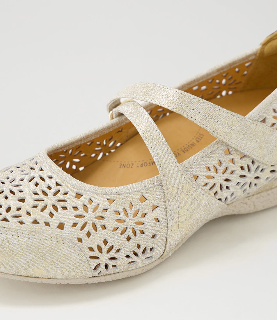Xoddie W Ivory Lizard Leather Mary Janes