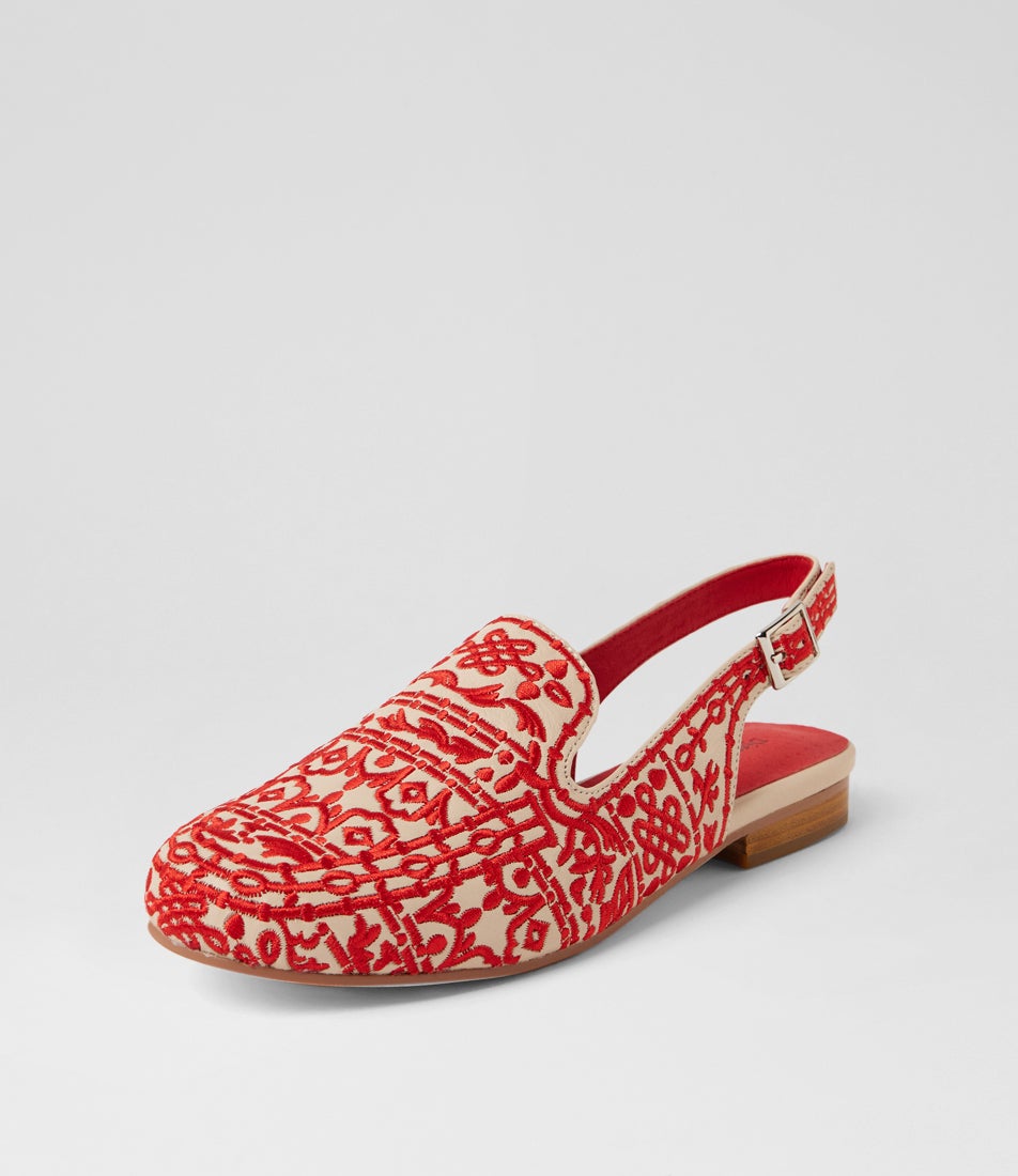 Randies Vanilla Red Multi Flat Shoes