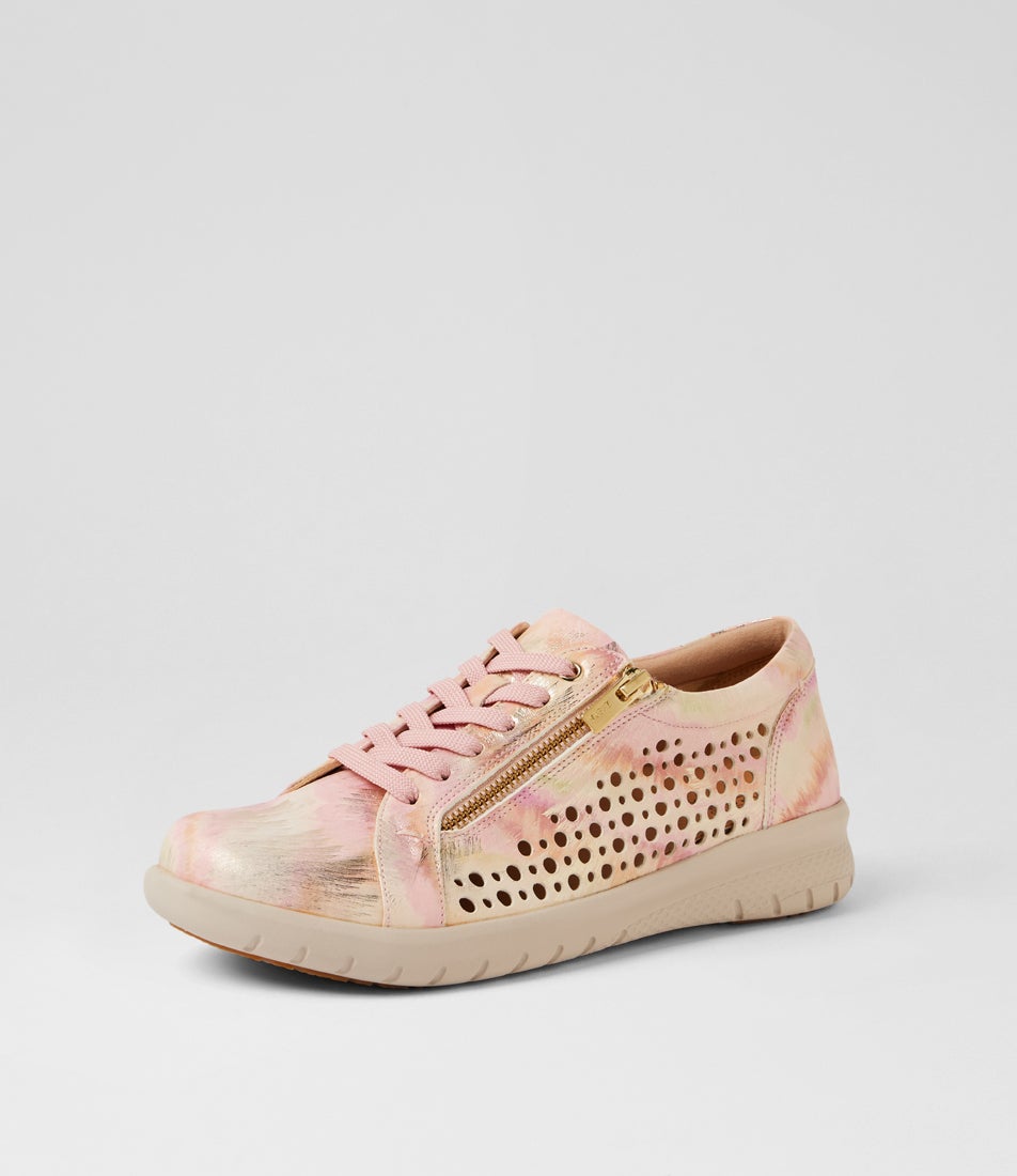 Shovo Xf Peach Multi Leather Sneakers