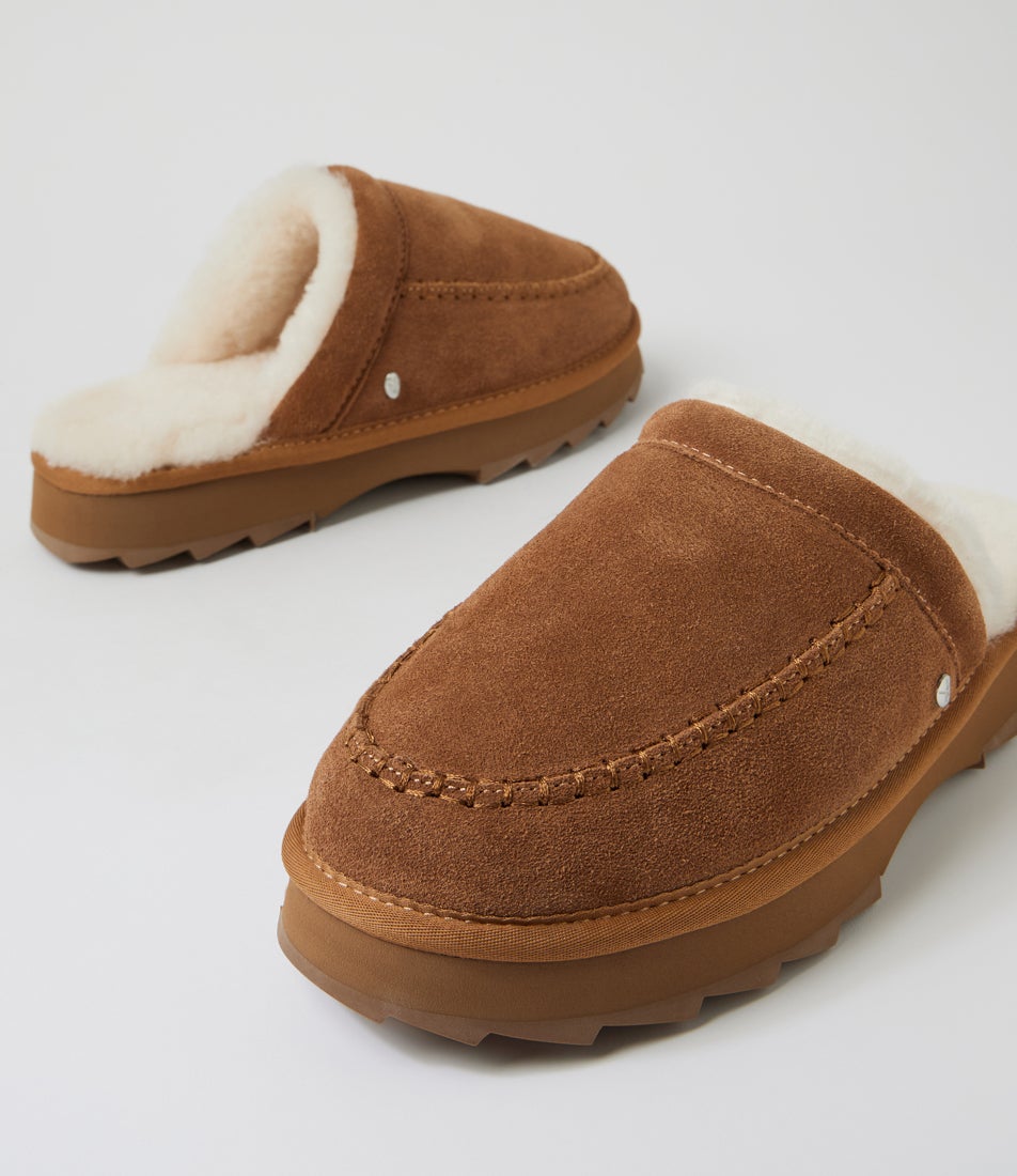 Sharky Chestnut Suede Slides