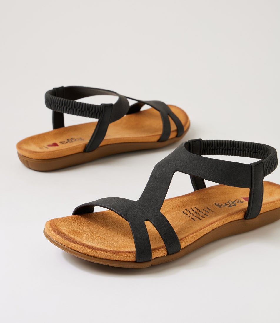 Fikela Black Nubuck Pu Sandals
