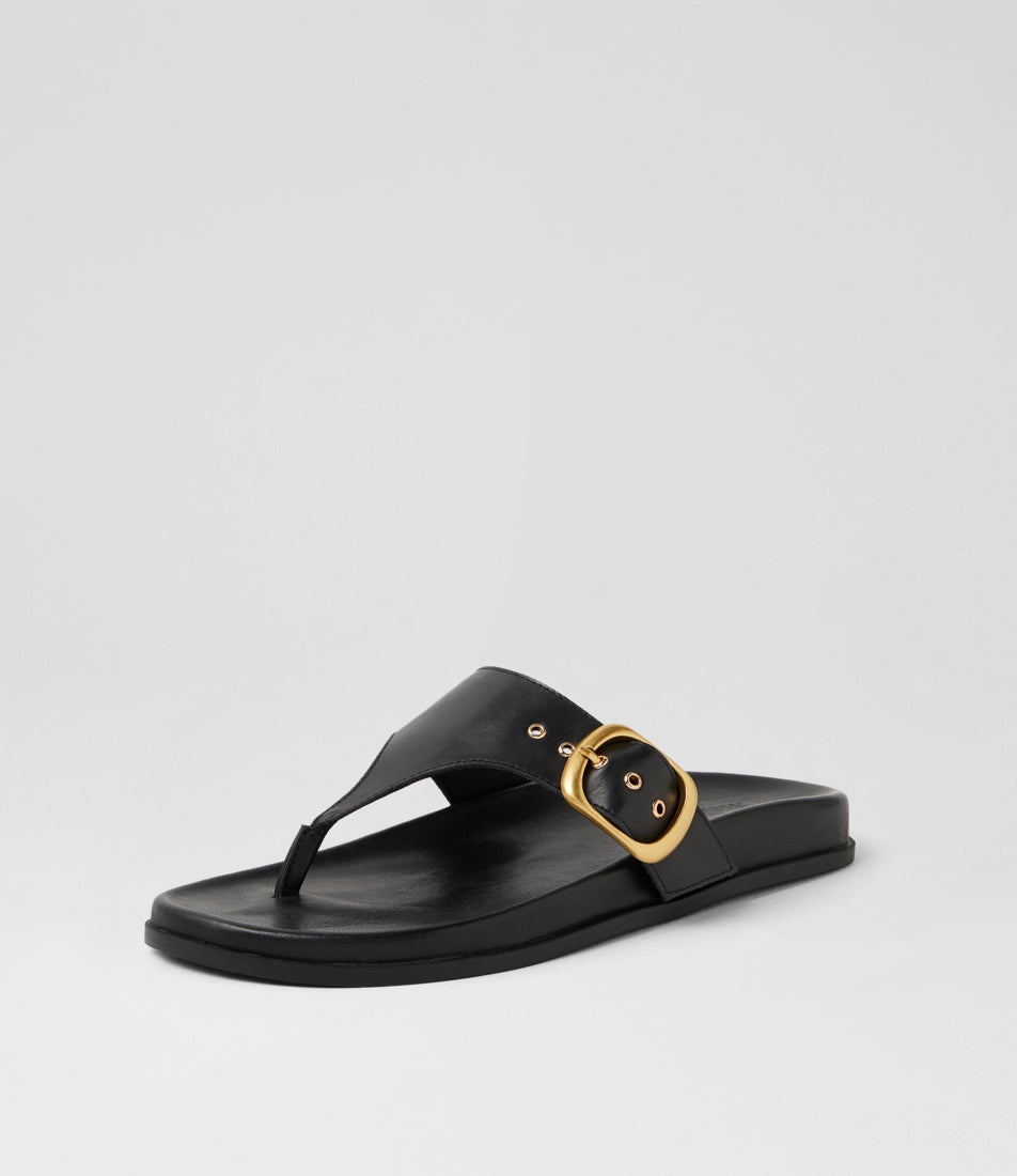 Hectore Black Leather Thongs