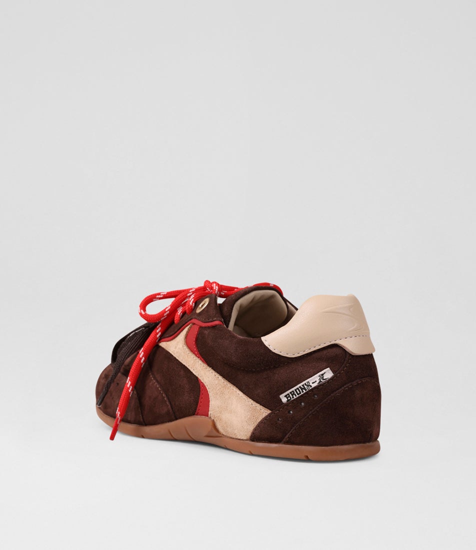 Myr Aa Coffee Bean Oatmilk Leather Lace Up Sneakers
