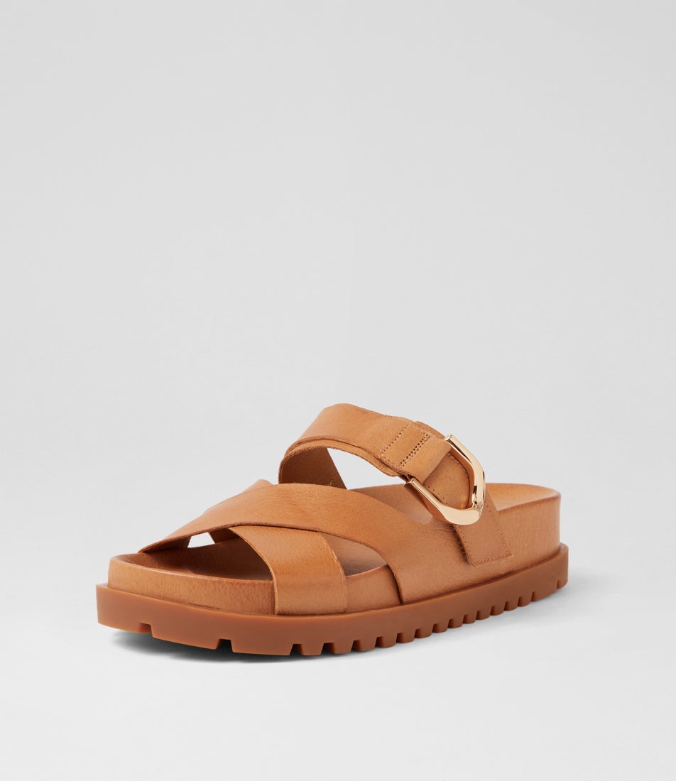 Unitey Toffee Leather Slides