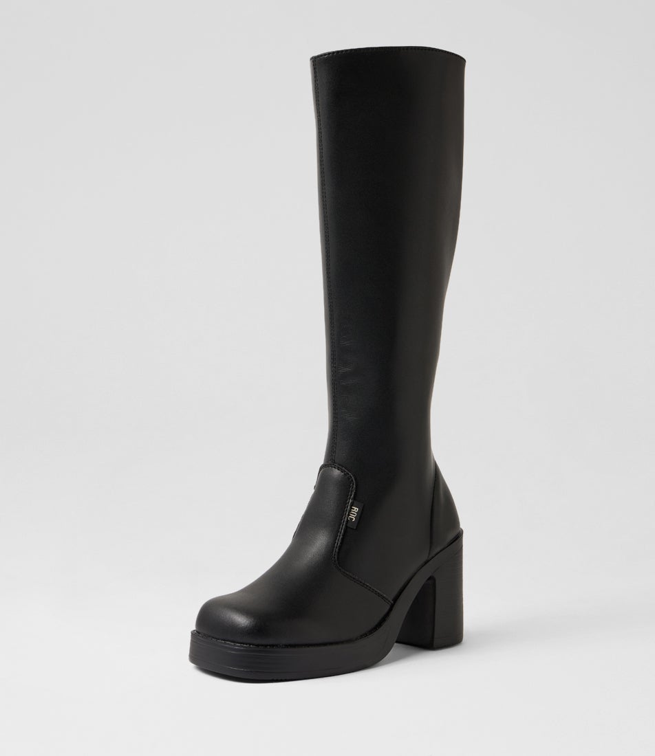 Idaho Black Vegan Leather Knee High Boots