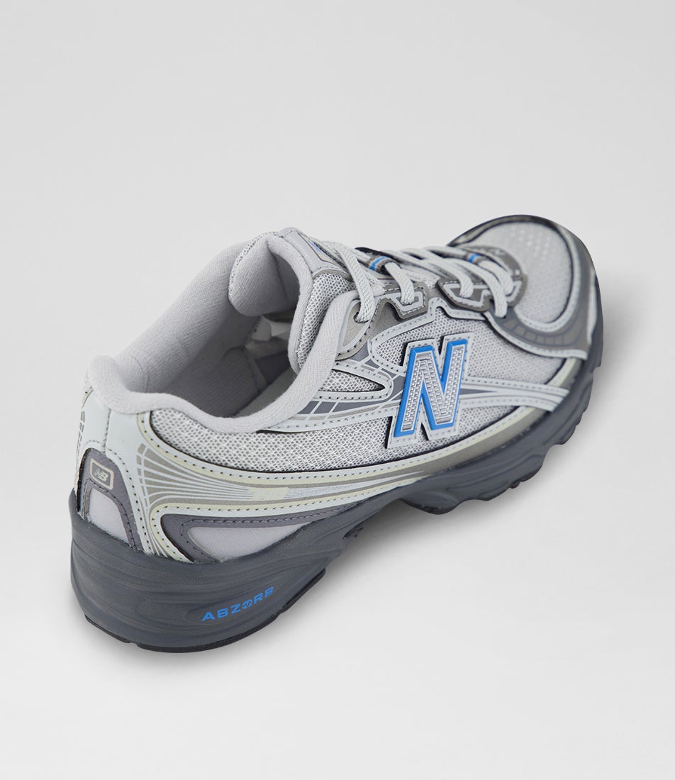740 Junior Dark Silver Metallic Fan Blue Mesh Sneakers