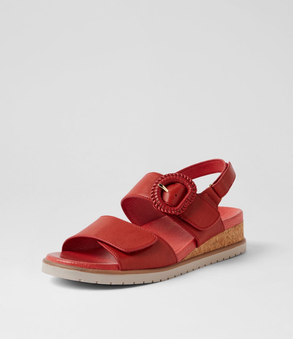 Vatch W Red Almond Leather Sandals