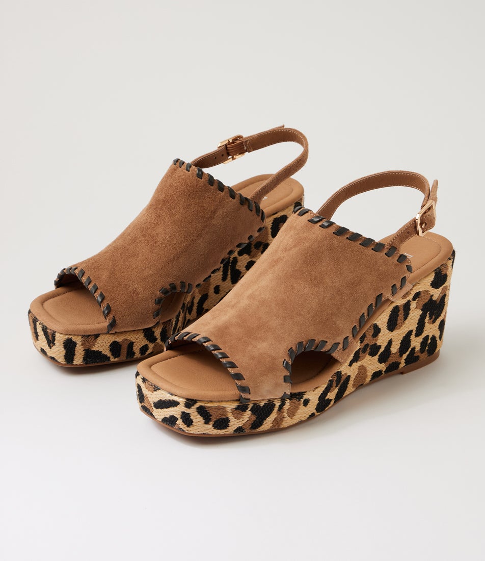 Conee Light Choc Leopard Multi Wedges