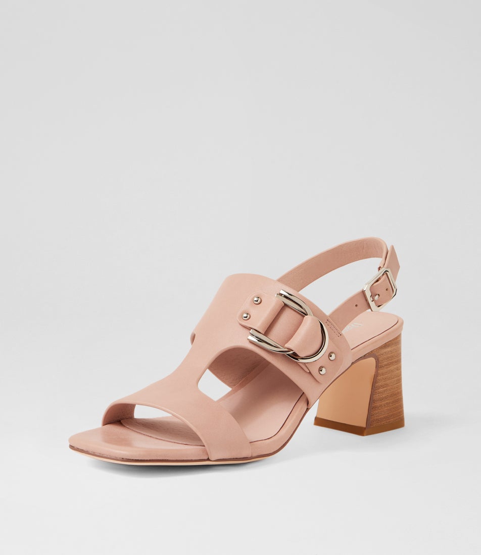 Jenine Mushroom Natural Heel Leather Sandals
