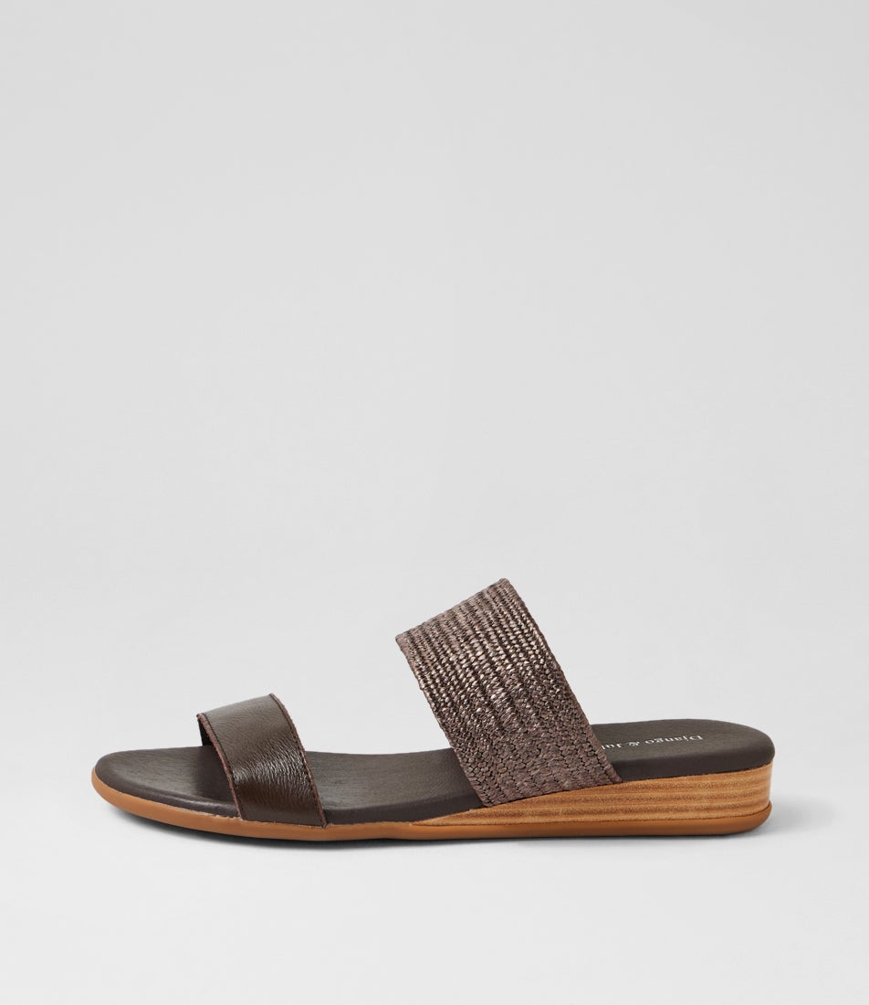 Opalic Choc Cocoa Leather Elastic Sandals
