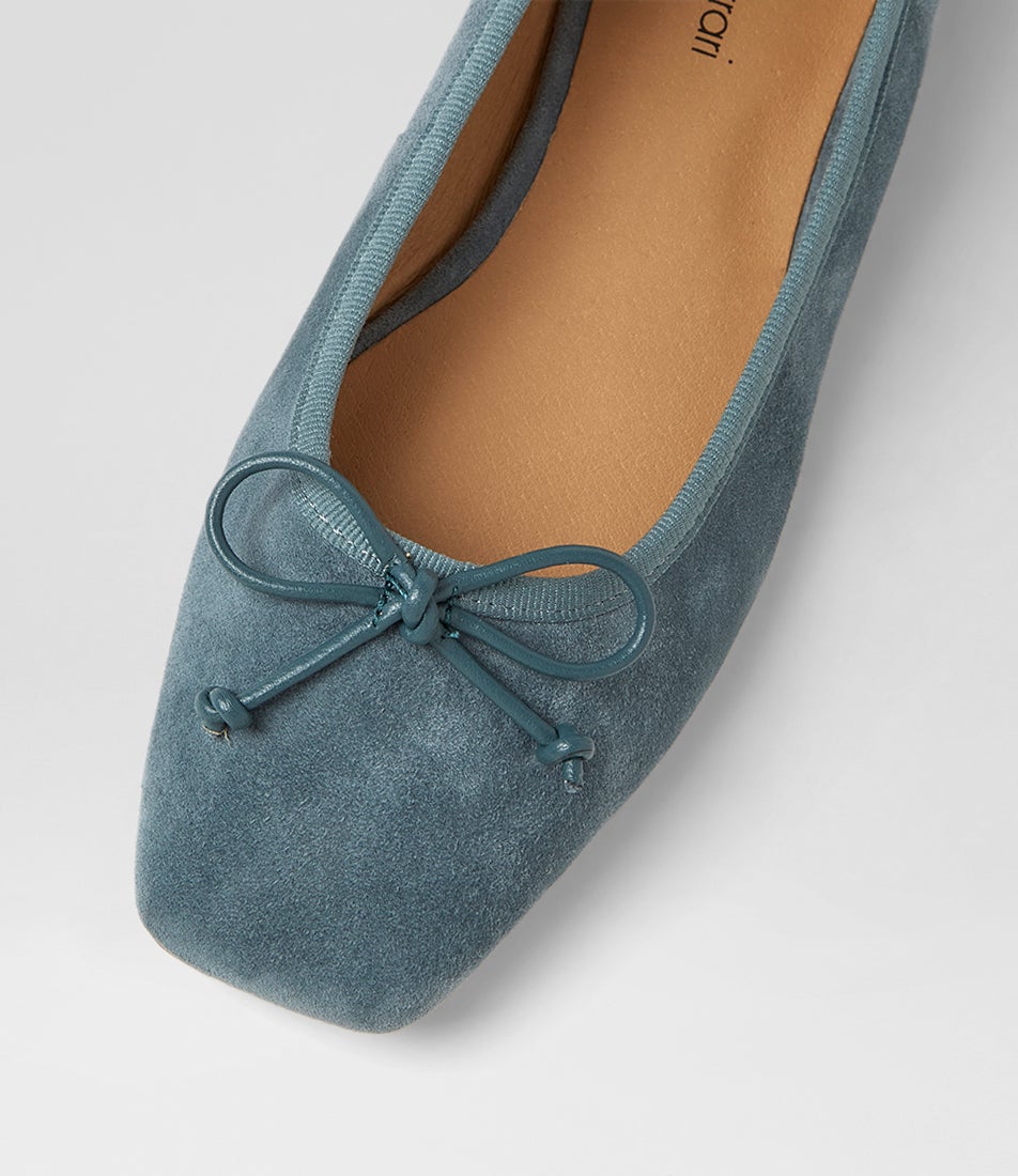 Zokena Blue Denim Suede Ballet Flats