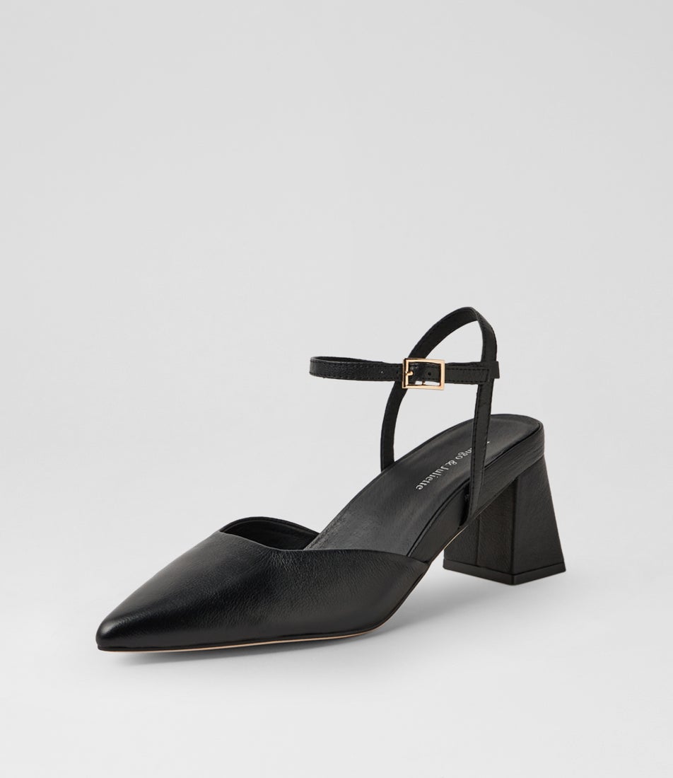 Wellas Black Leather Heels
