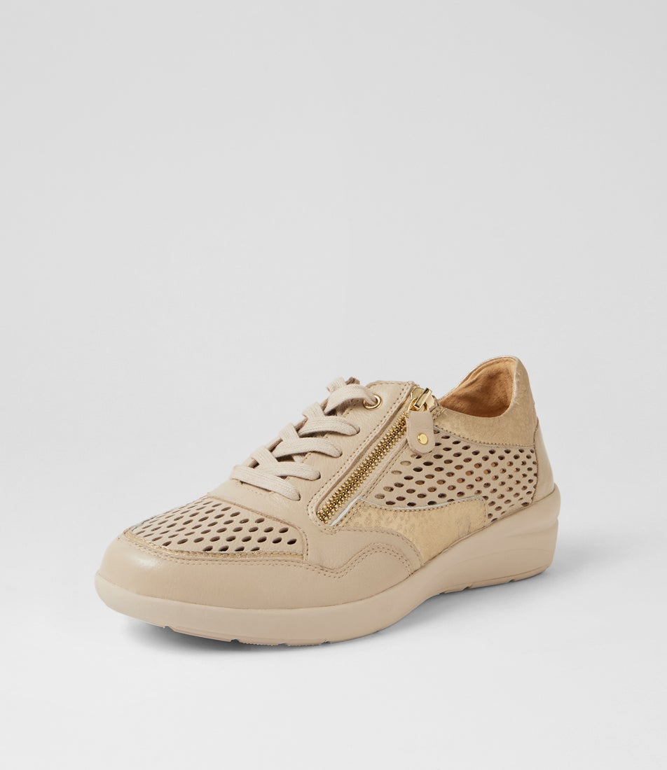 Nipsie W Almond Gold Cheetah Leather Sneakers