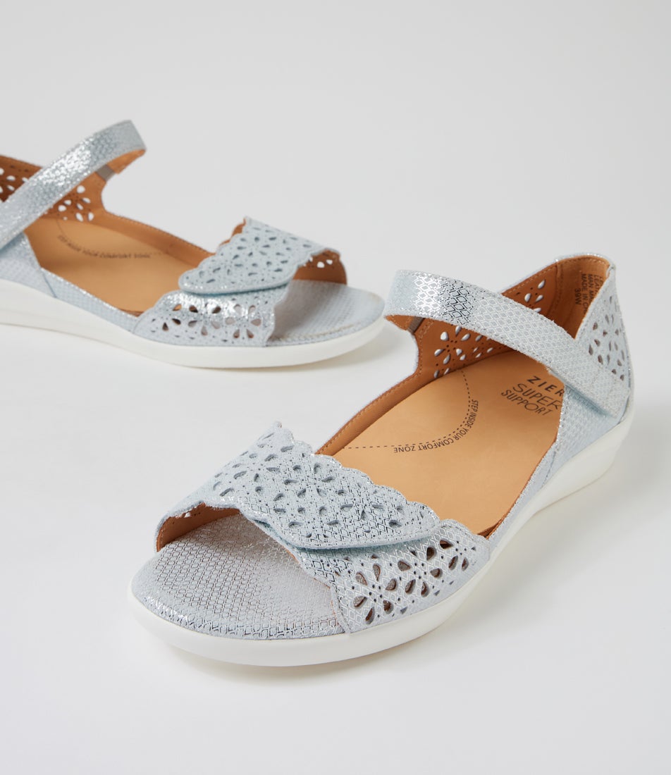 Dusty W Silver Mix Leather Sandals