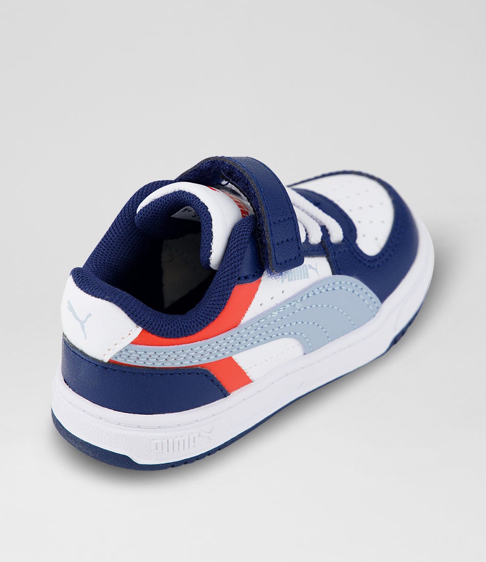 Caven 3 Toddler Persian Blue Sea White Synthetic Leather Slip On Sneakers