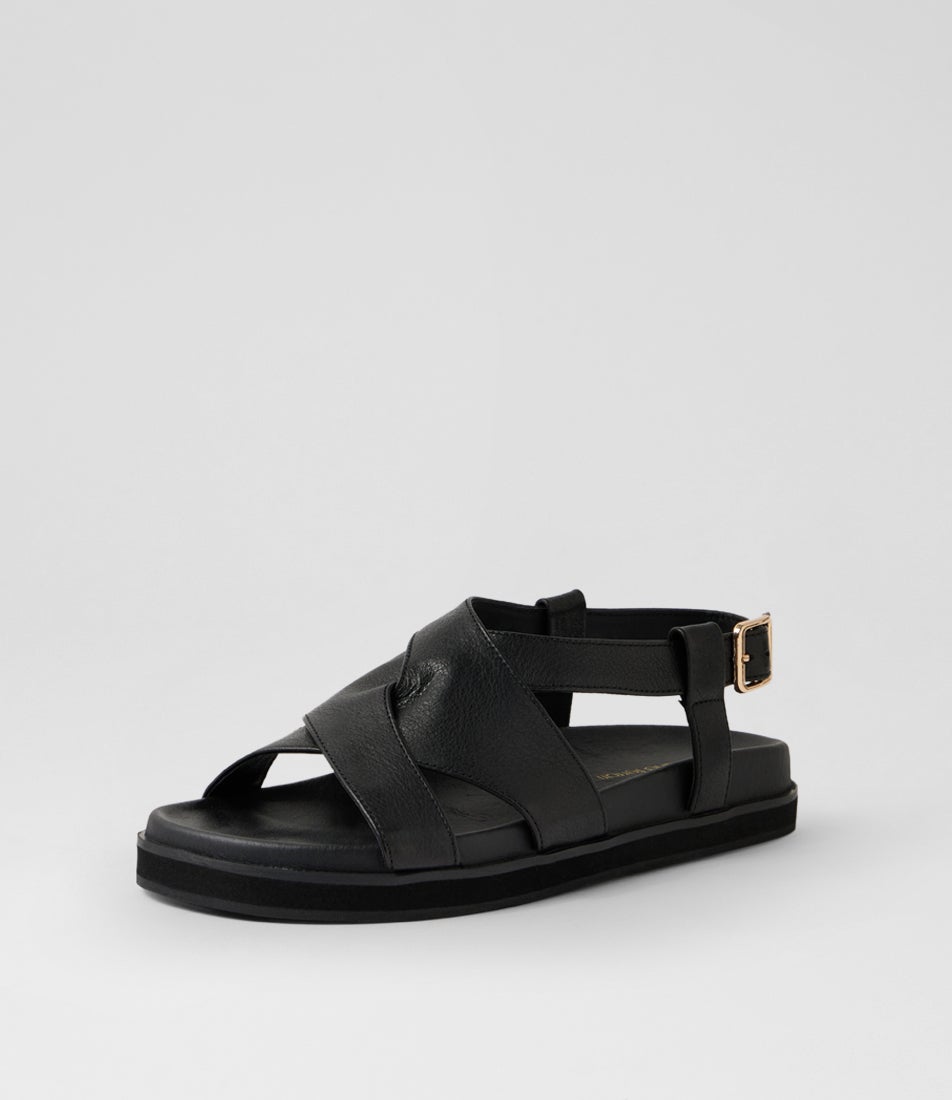 Vebbie Black Leather Sandals