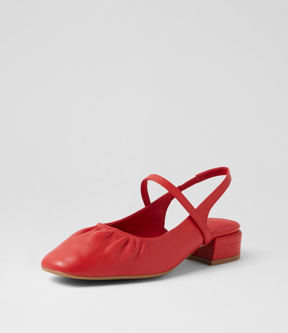 Varka Red Leather Slingbacks