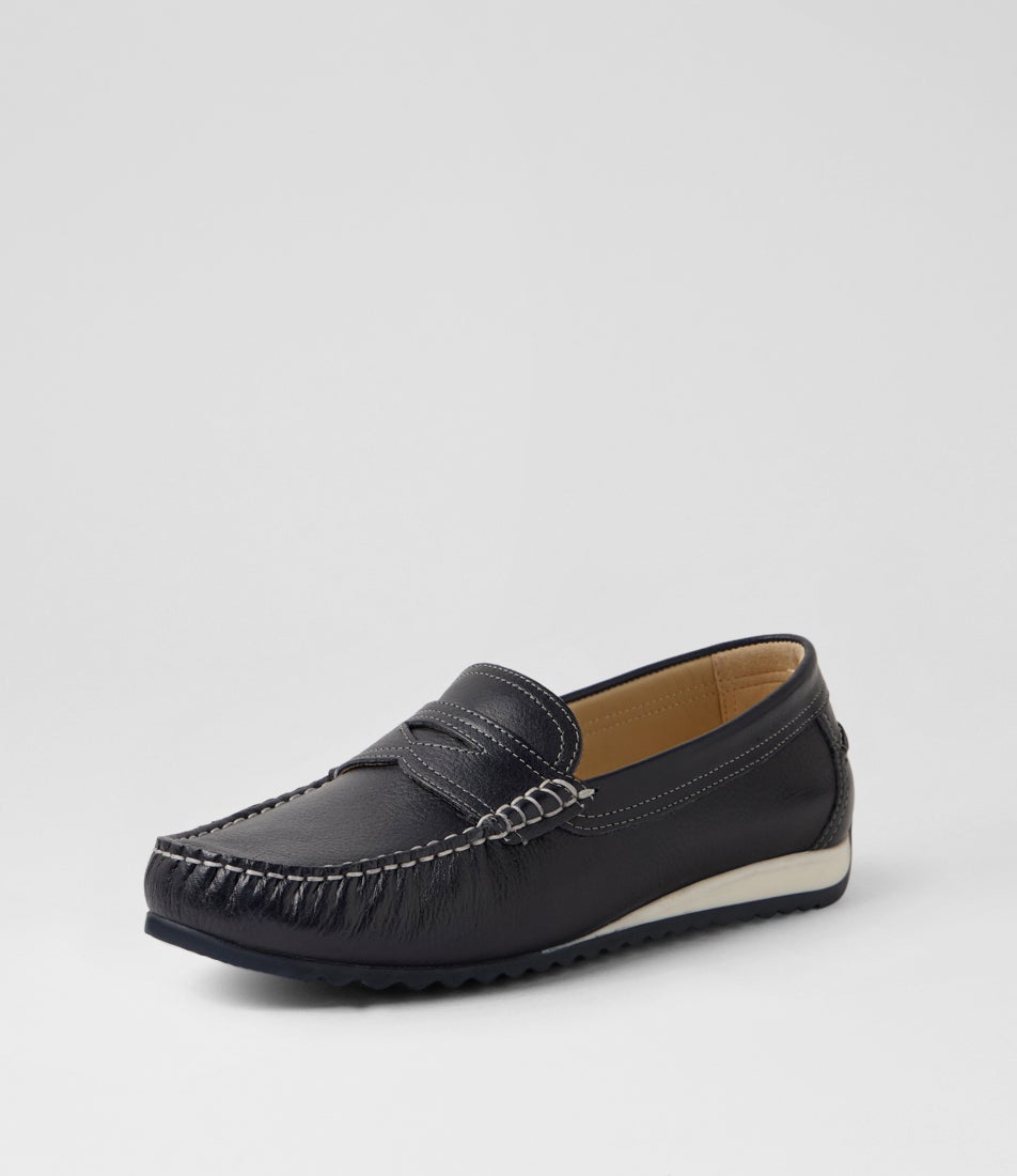 New Port 2 Navy Leather Loafers