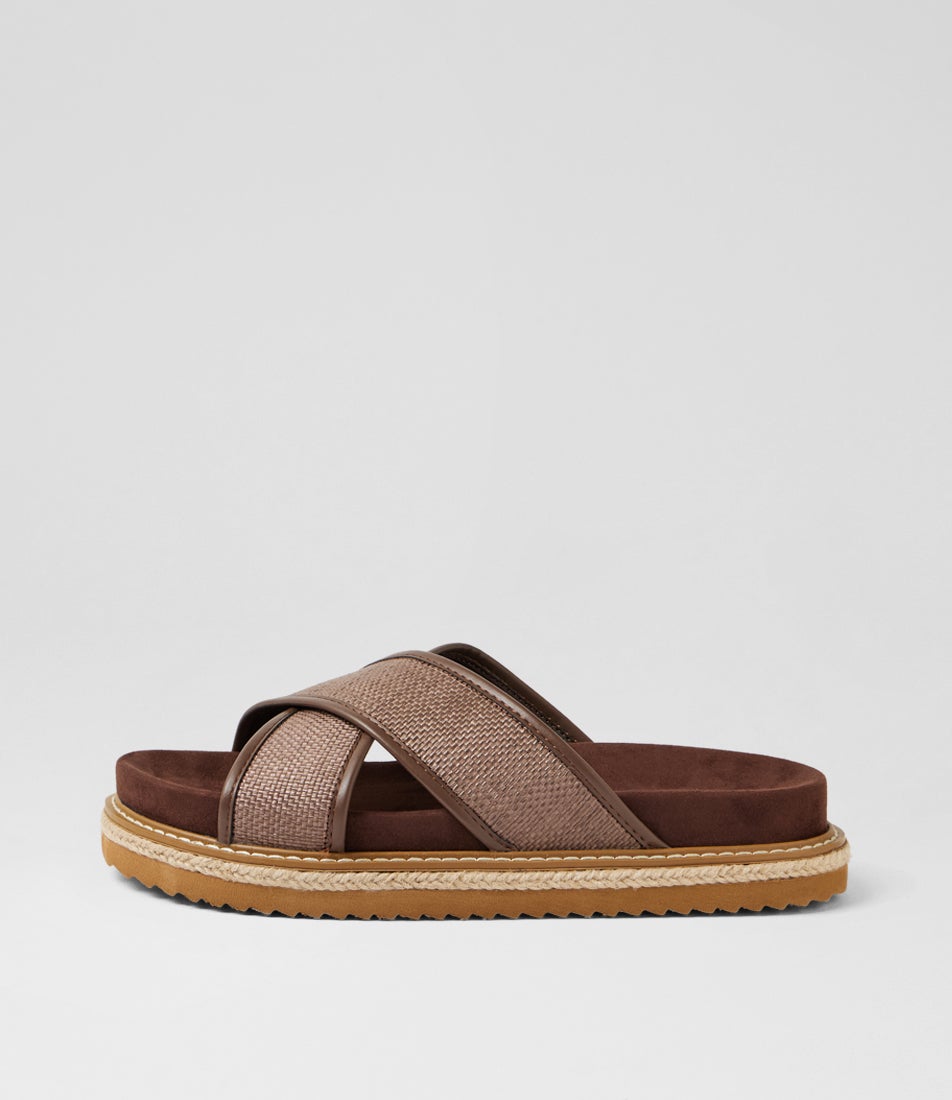 Harshini Choc Synthetic Raffia Sandals