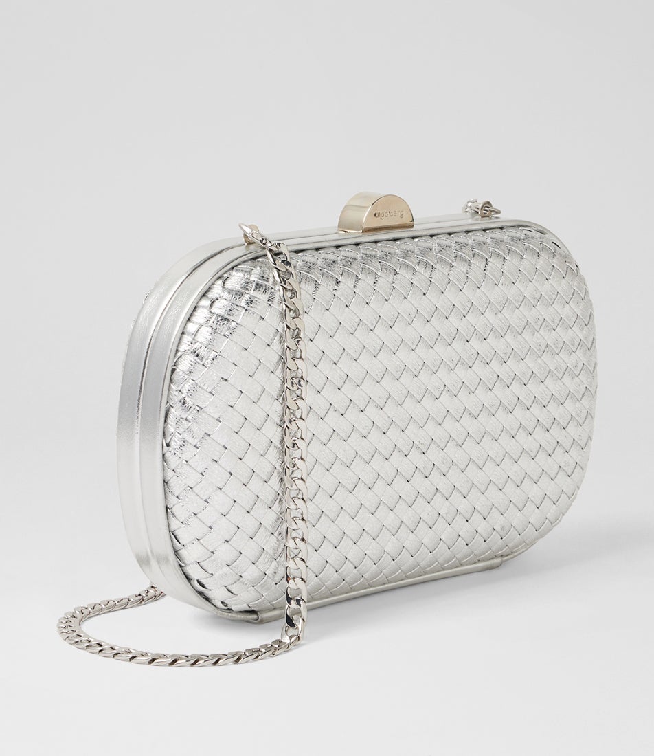 Ella Woven Silver Clutch