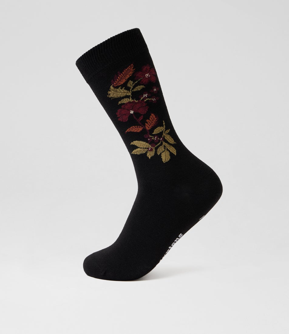 Floral Black Organic Cotton Socks Floral Black Organic Cotton Socks