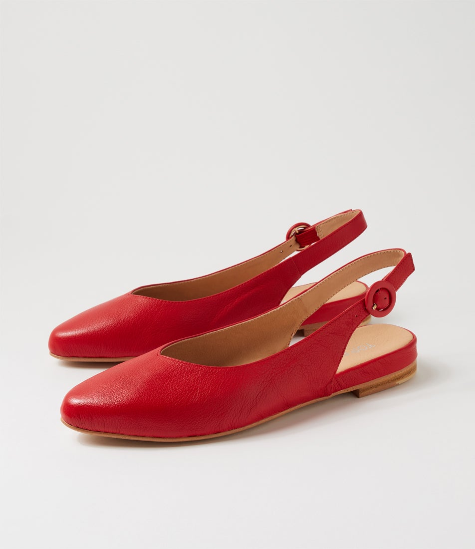 Fairy New Red Leather Slingbacks