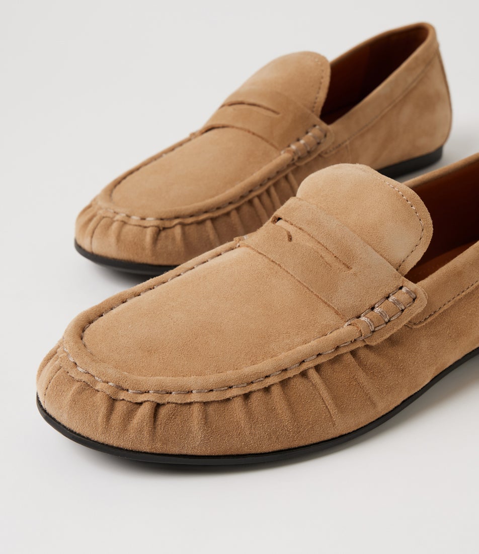 Aleya Nougat Suede Loafers
