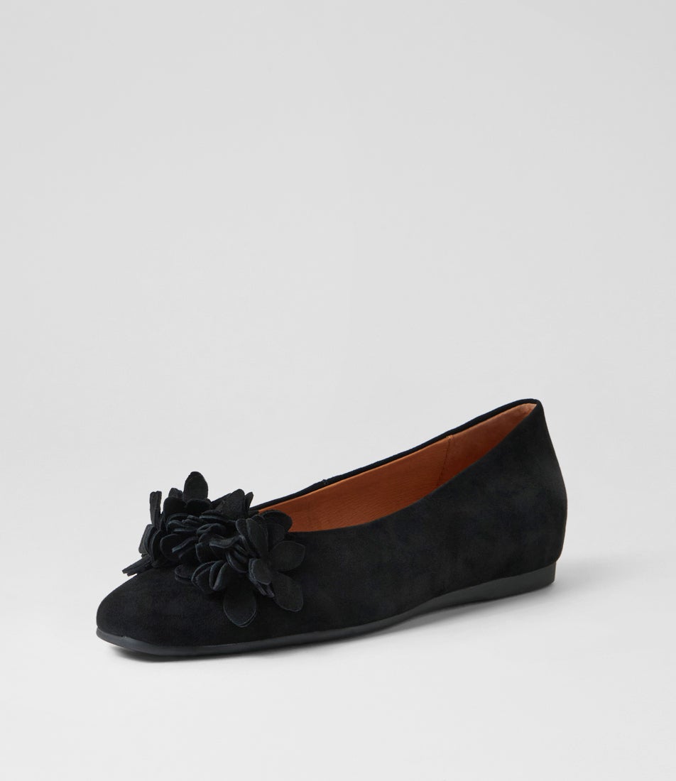Khloes Black Suede Flat Shoes