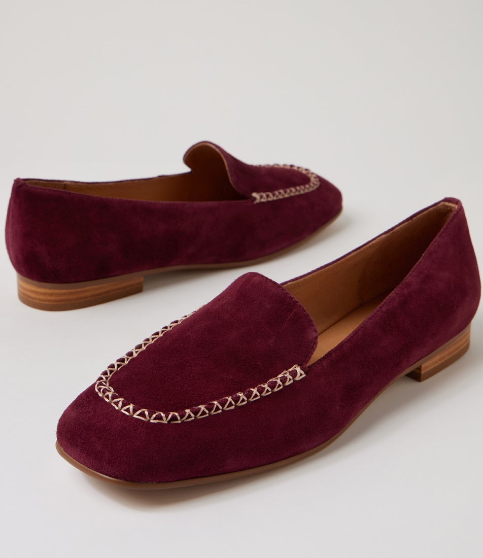 Pansha Burgundy Natural Suede Loafers Pansha Burgundy Natural Suede Loafers