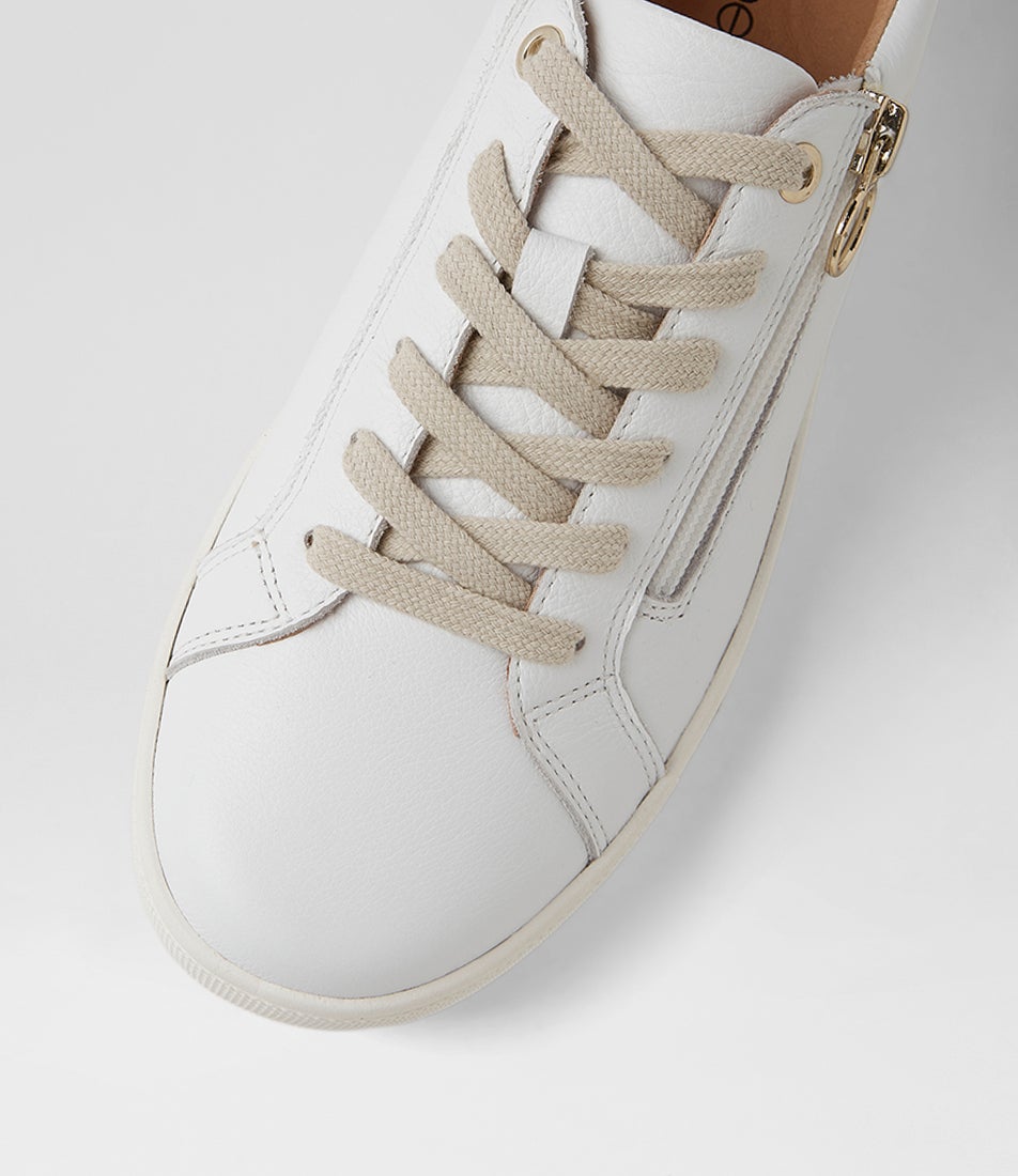 Errinas White Rose Gold Leather Sneakers