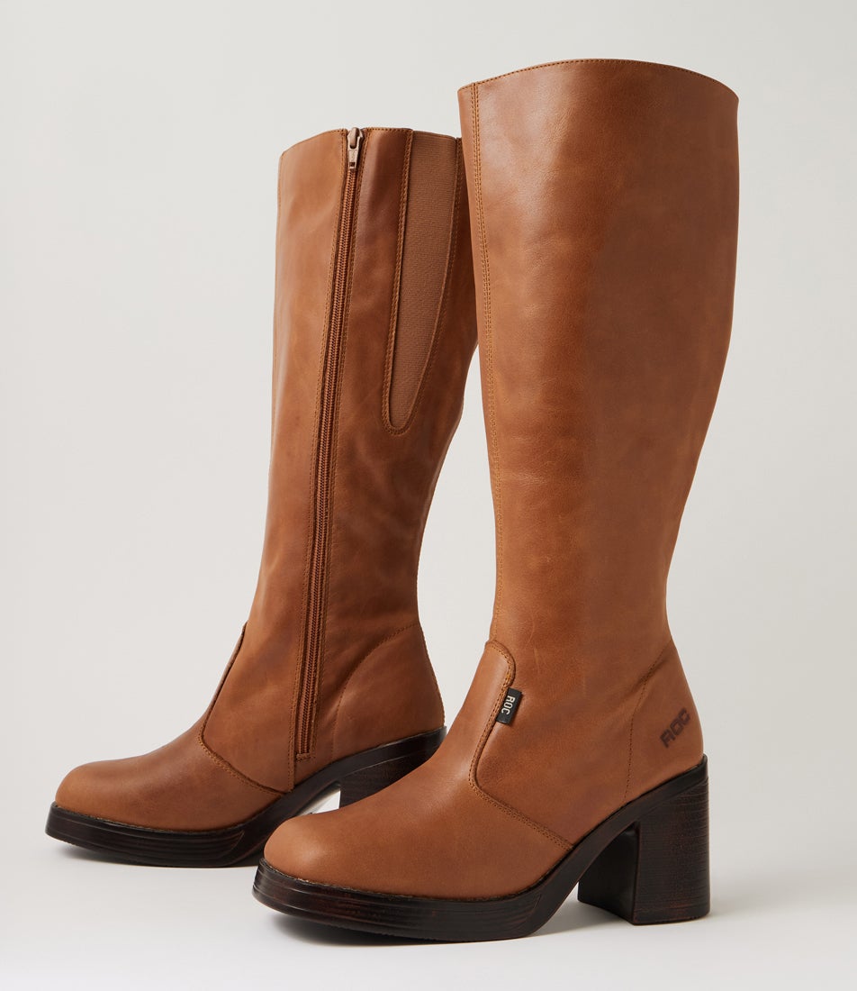 Idaho Wide Calf Tan Leather Knee High Boots Idaho Wide Calf Tan Leather Knee High Boots