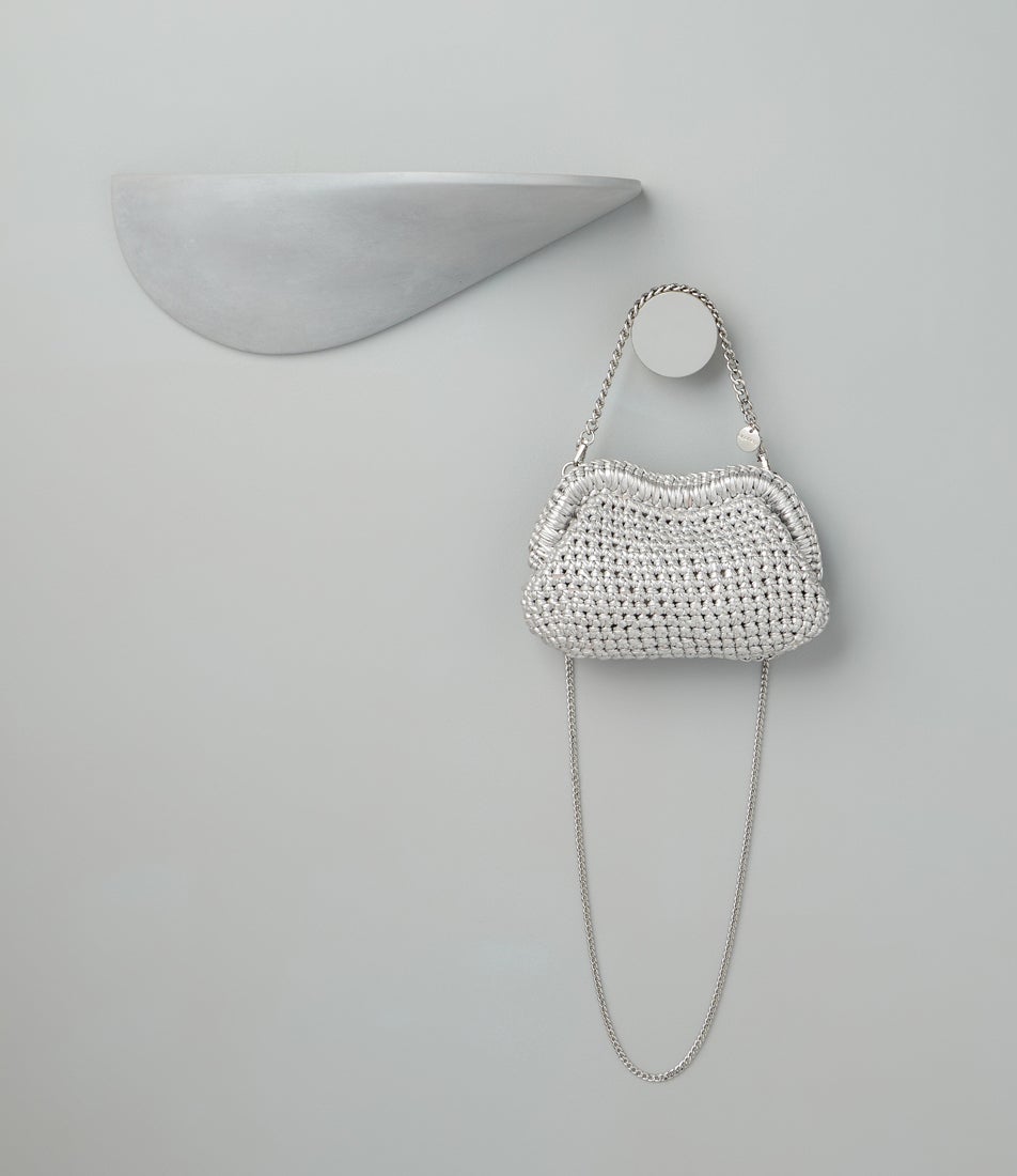 Taylor Crochet Silver Fabric Clutch