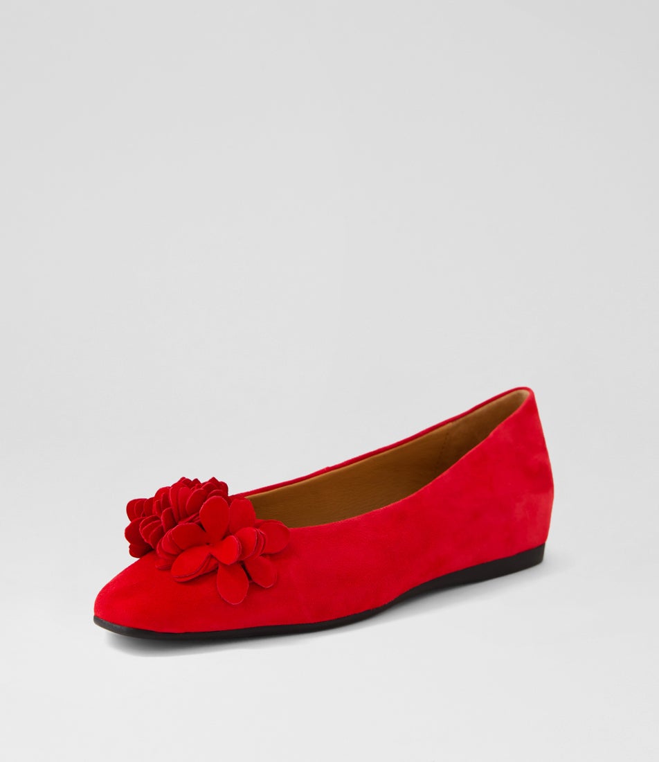 Khloes Red Suede Flat Shoes