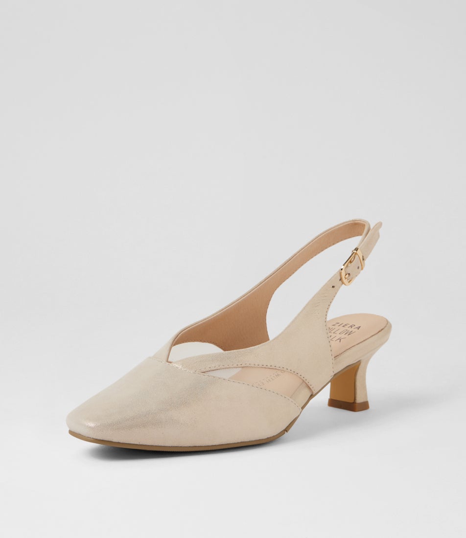 Osgood Xw Champagne Shimmer Leather Mesh Heels