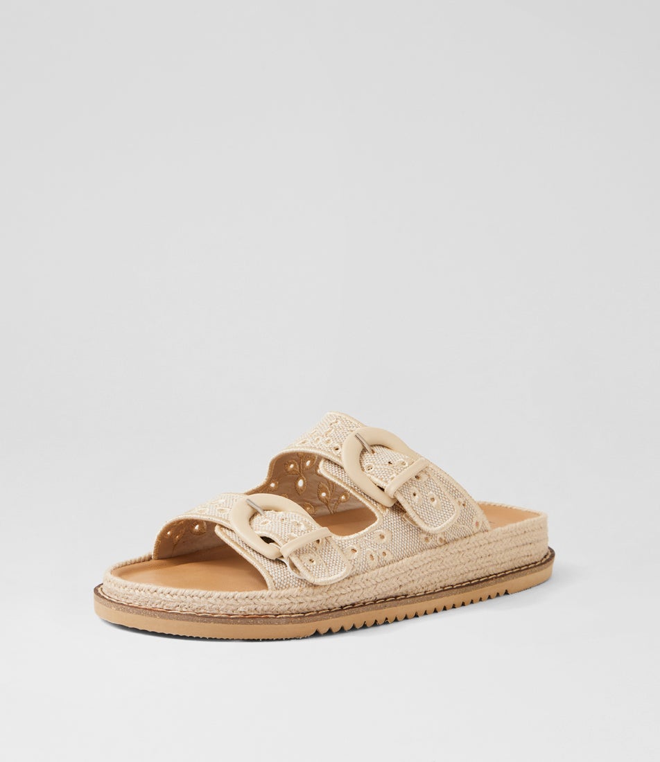 Jabbi Ecru Fabric Slides
