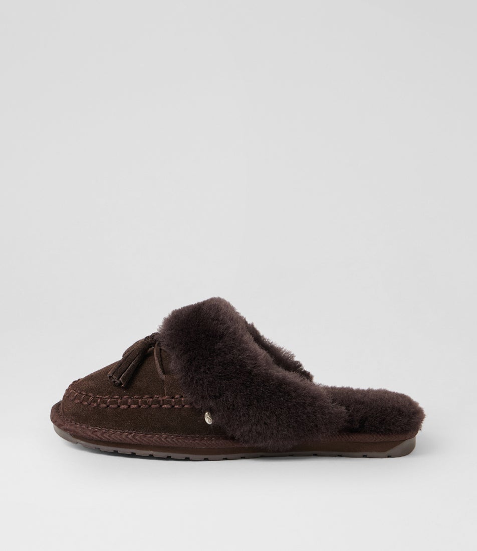 Tahnee Chocolate Suede Slippers