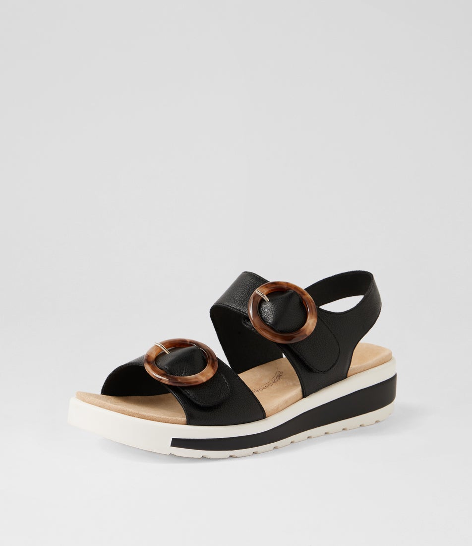 Gathas W Black Leather Sandals