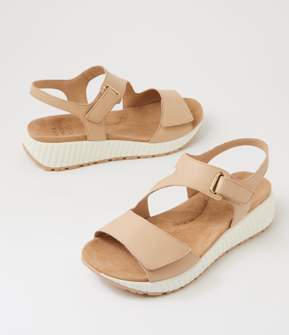 Lanne W Camel White Leather Sandals